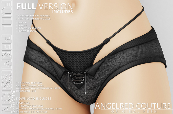 AngelRED Couture - FULL PERM Mesh Doja Shorts & Thong [FULL]