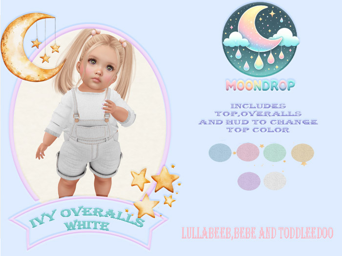 Moondrop~Ivy overalls  White ADD ME