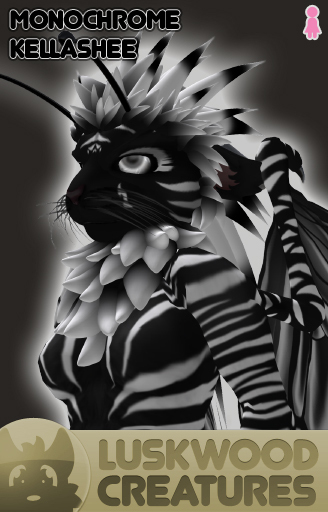 Luskwood Monochrome Kellashee Avatar - Female - Complete Furry Avatar