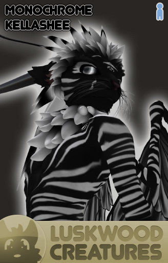 Luskwood Monochrome Kellashee Avatar - Male - Complete Furry Avatar