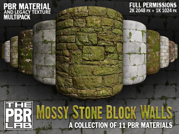 The PBR Lab - Mossy Stone Block Walls Multipack