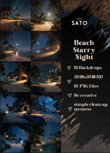 SATO - Beach Starry Night backdrops (UNPACK)