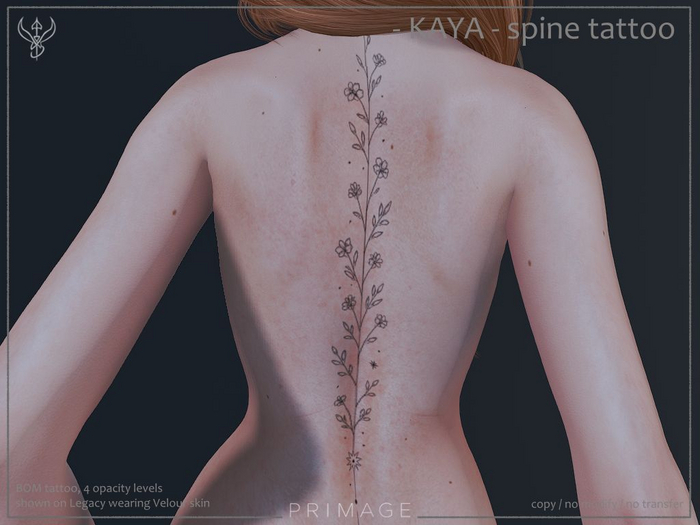 PRIMAGE - KAYA spine tattoo 