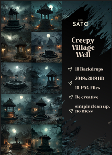 SATO - Creepy Village Well backdrops (UNPACK)