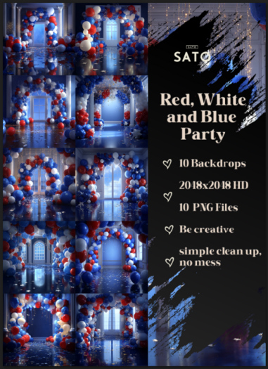 SATO - red,white and blue party backdrops (UNPACK)