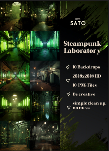 SATO - Steampunk Laboratory backdrops (UNPACK)