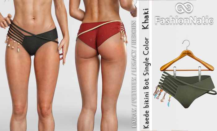 Bikini Bottom Kaede Khaki - Reborn, Legacy, LaraX, PetiteX FashionNatic