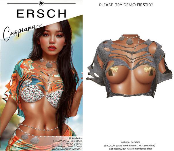 ERSCH - Caspiana top -gray mesh-