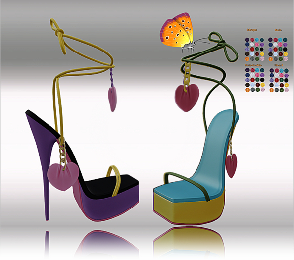 Heels with Straps & Heart  80x Color HUD,LaraX,Legacy,Reborn,full Pack