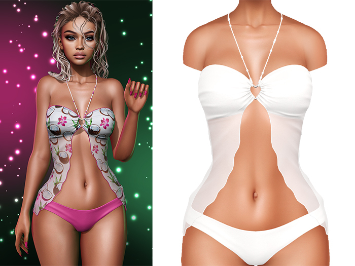 Chelle Sheer Beaded Bikini [White] - Maitreya LaraX • PetiteX • eBody Reborn • Legacy Swimwear