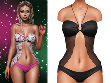 Chelle Sheer Beaded Bikini [Black] - Maitreya LaraX • PetiteX • eBody Reborn • Legacy Swimwear