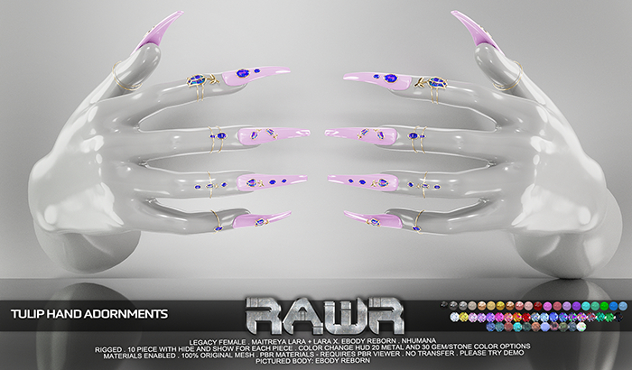 RAWR! Tulip Hand Adornments (add me)