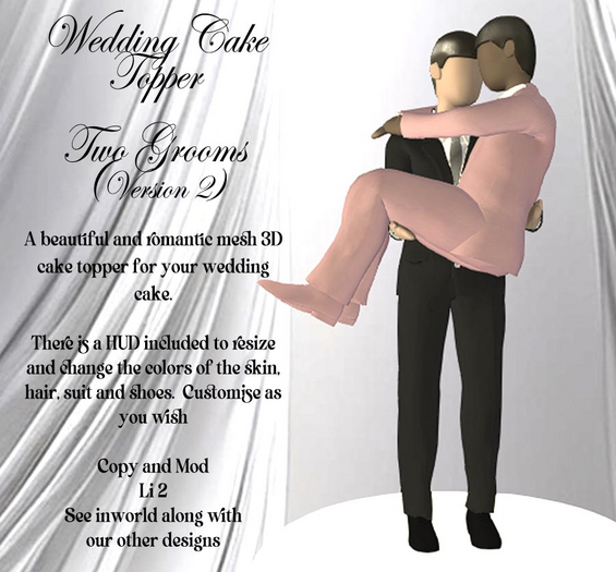 Cake Topper Two Grooms 2 