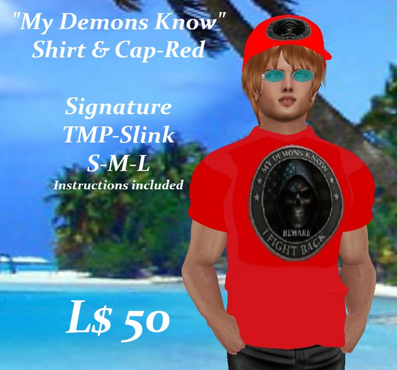 My Demons Know Shirt & Cap-Red