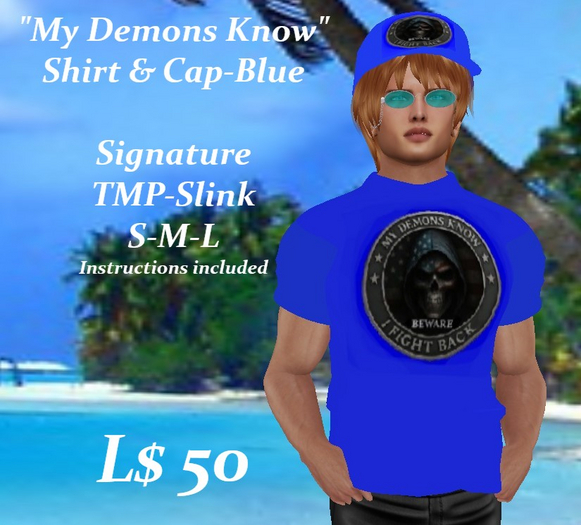 My Demons Know Shirt & Cap-Blue