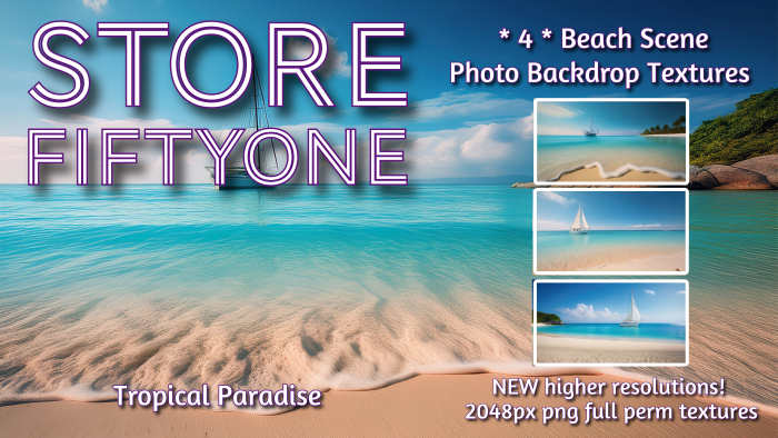 NEW! * 4 * Tropical Beach Paradise Photo Studio Backdrop Textures - 2K! - Store FiftyOne :) 