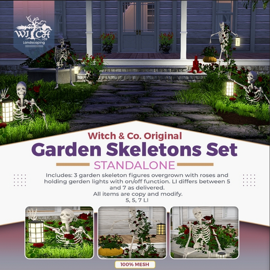 W&Co. Garden Skeletons w Light Set Box