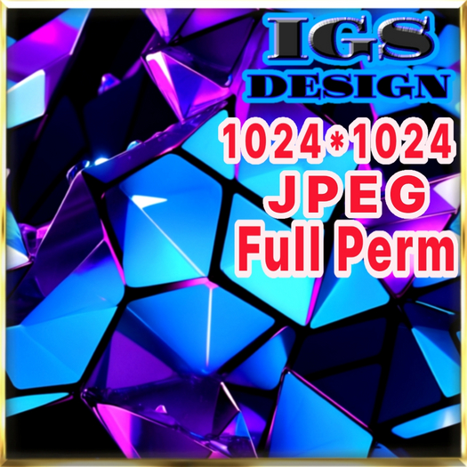 Blue Crystals Tile Texture With  Golden Frame - Full Perm 
