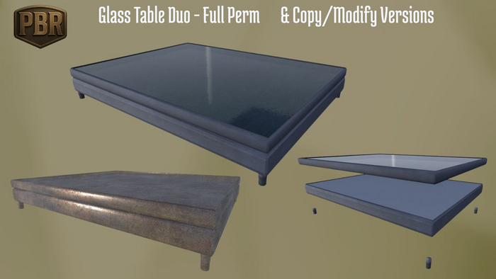 Glass Table Duo - Full Perm & Copy/Modify Versions
