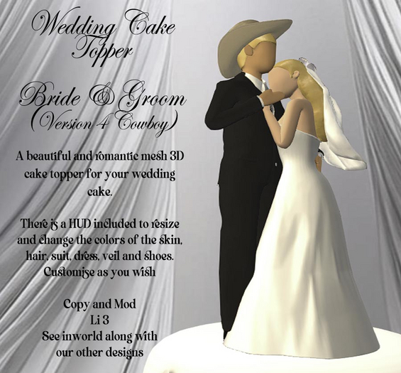 Cake Topper Bride & Groom 4 - Cowboy
