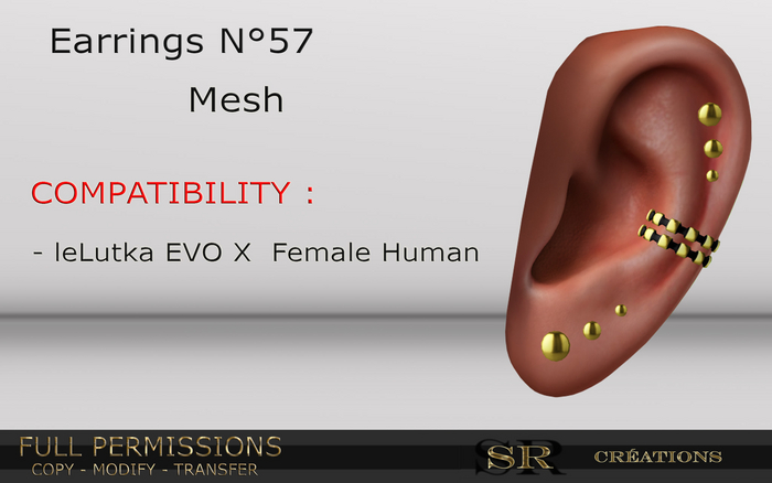 Earrings n 57 Full Permissions (RIGGED)  Box