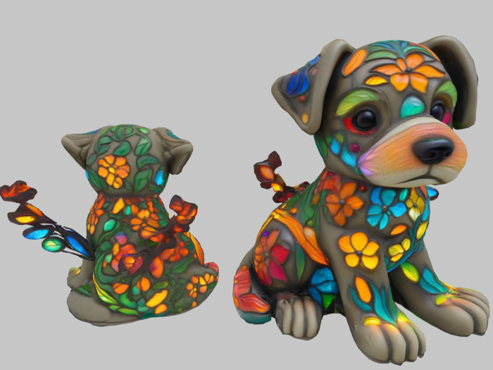 Stained Glass Stone Dog FULL PERM