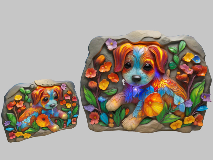 Stained Glass Stone Puppy B FULL PERM