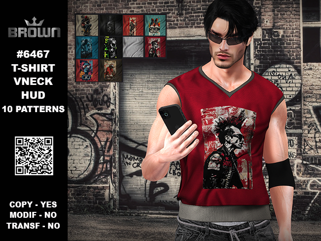 6467 T-SHIRT VNECK - HUD 10 PATTERNS