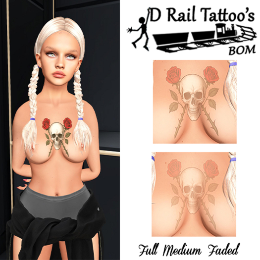Rose Skull Chest Tattoo – BOM