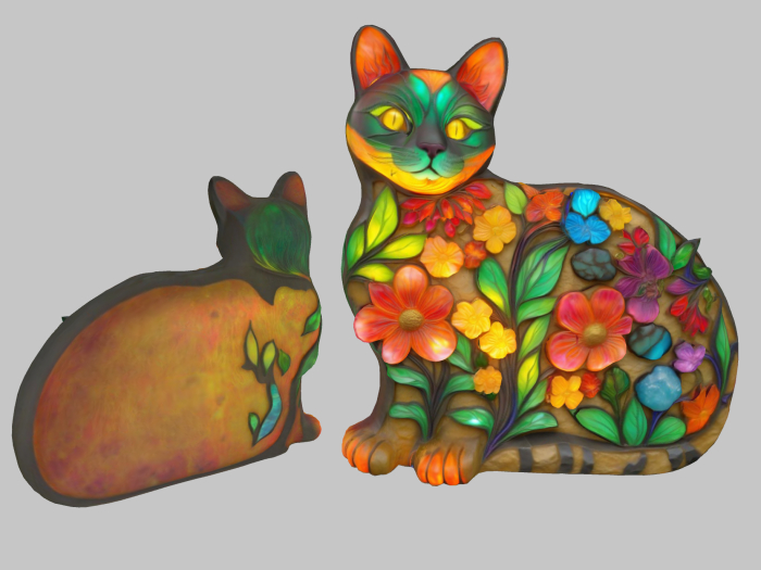 Colorful Stone Cat Statue FULL PERM