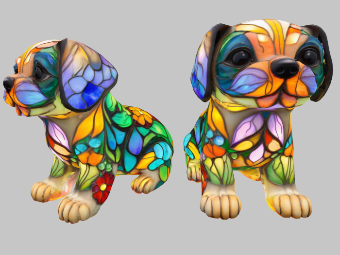Colorful Stained Glass Dog FULL PERM