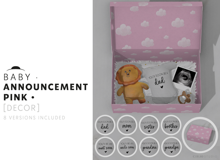 CIELO STUDIO - Pink BABY ANNOUNCEMENT BOX