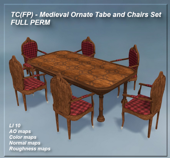 TC(FP) - Medieval Ornate Table and Chairs Set FULL PERM