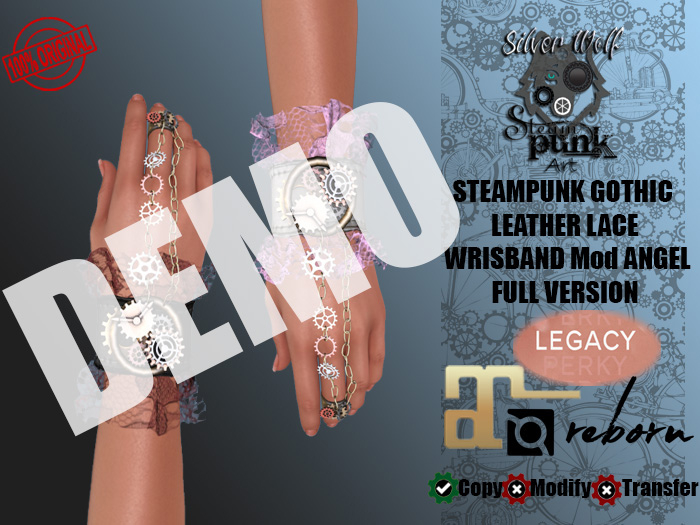 SW - Steampunk Gothic Gear Leather Lace Wrist Female Full DEMO