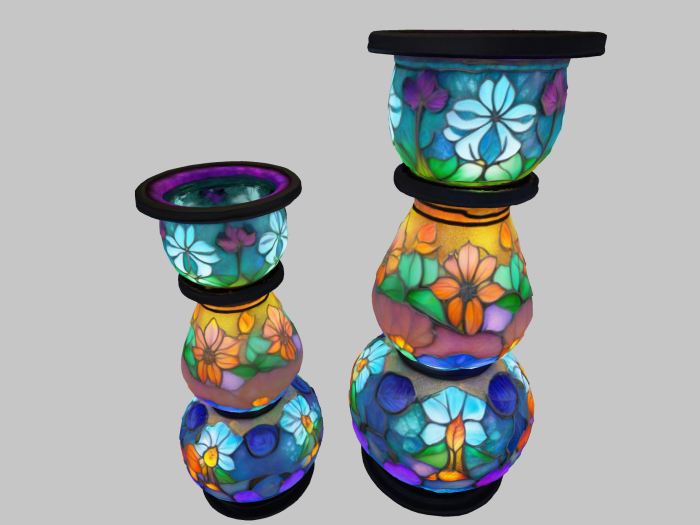 Stained Glass Floral Vase FULL PERM
