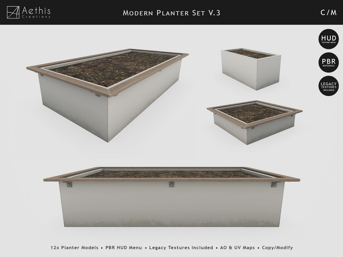 [AC] Modern Planter Set V.3 - PBR HUD - Copy/Modify