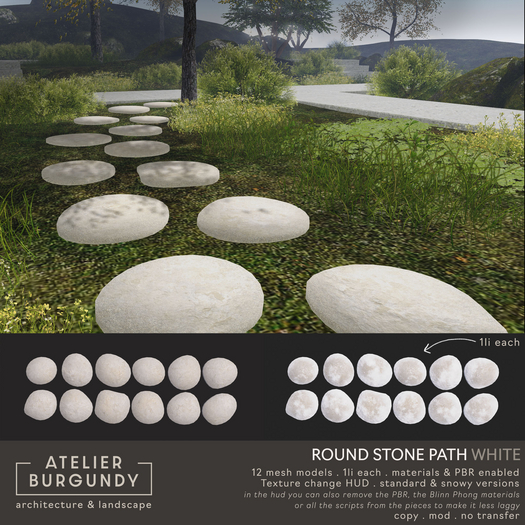 Atelier Burgundy . Round Stone Path WHITE *ADD*