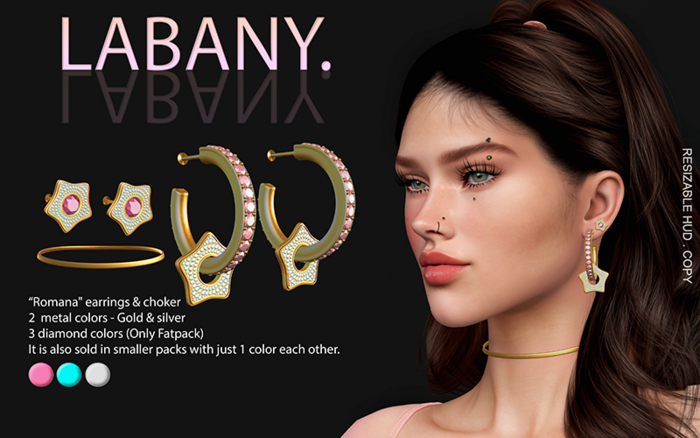 Labany. "Romana" Earrings & choker - All colors