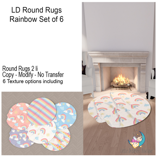 Second Life Marketplace - LD Round Rugs rainbow Set of 6