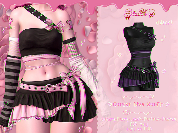 { Red Blossom } Cutest Diva Outfit { BLACK }