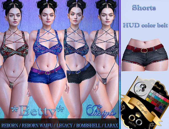 InStyle *Betty*~ SHORTS Sequins - BlackRed