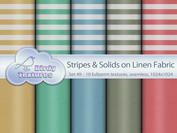 Birdy Textures - [Set 49] - STRIPES & DOTS on Linen Fabric