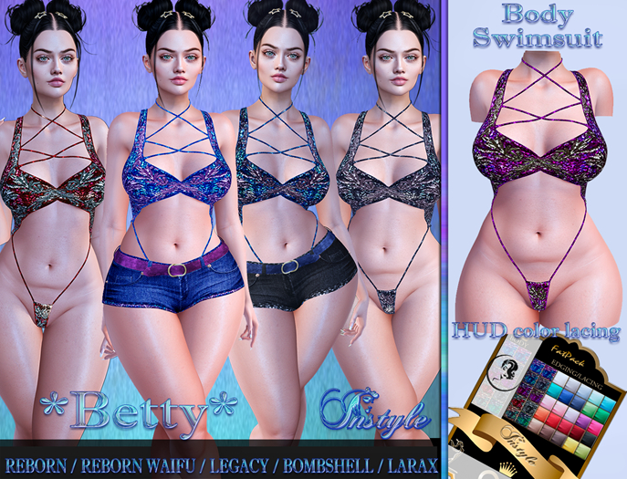 InStyle *Betty*~ Body/Swimsuit -  Purple Sequins