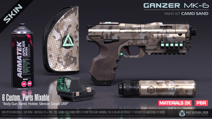GANZER MK-6 SKIN APPLIER (CAMO SAND + PBR) [Neurolab Inc.]
