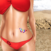 Tasteful Tattoo Rainbow Butterfly Belly Left