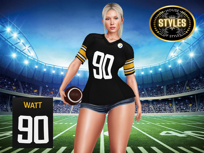 Pittsburgh Steelers WATT Ladies Jersey (Black)
