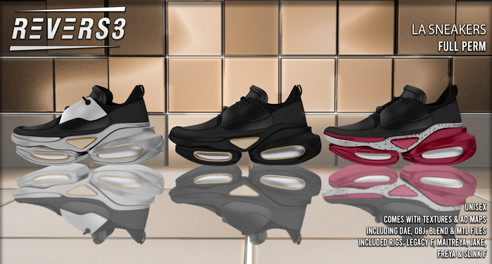 REVERS3 | Full Perm LA Sneakers [UNISEX] including Rigs, dae files & textures