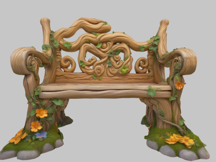 Wood Floral Bench FULL PERM