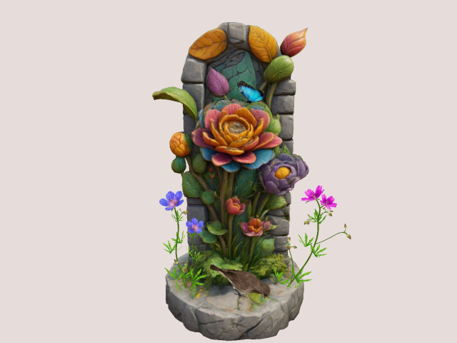 Garden Decor  stone with plants ..
