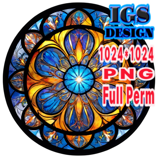 Floral Stained Glass PNG Texture,Full Perm